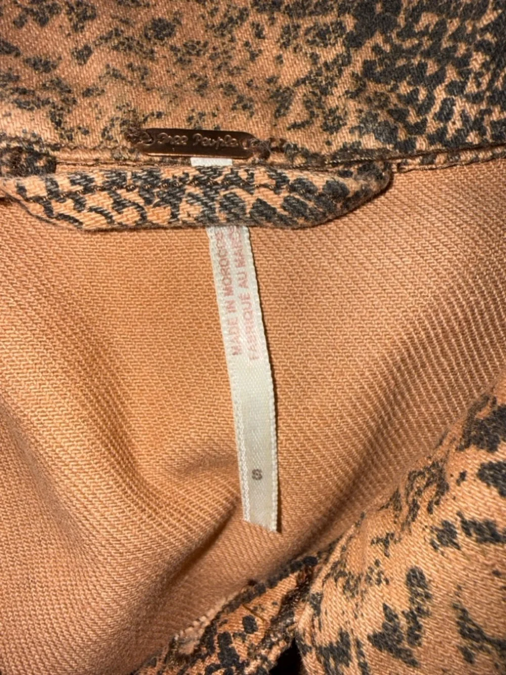 Free People Brown Snake-Print Jean Jacket - Picture 5 of 6